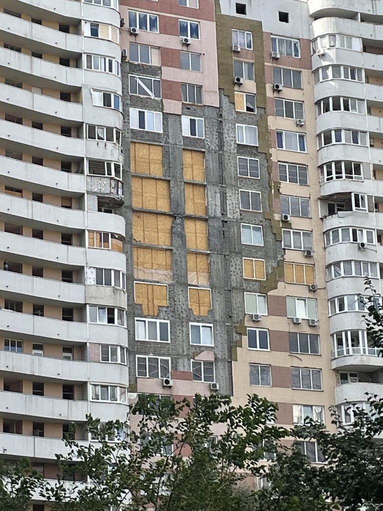 Buildings in Ukraine, photographed for the church’s reflection on the fourth anniversary of the war.